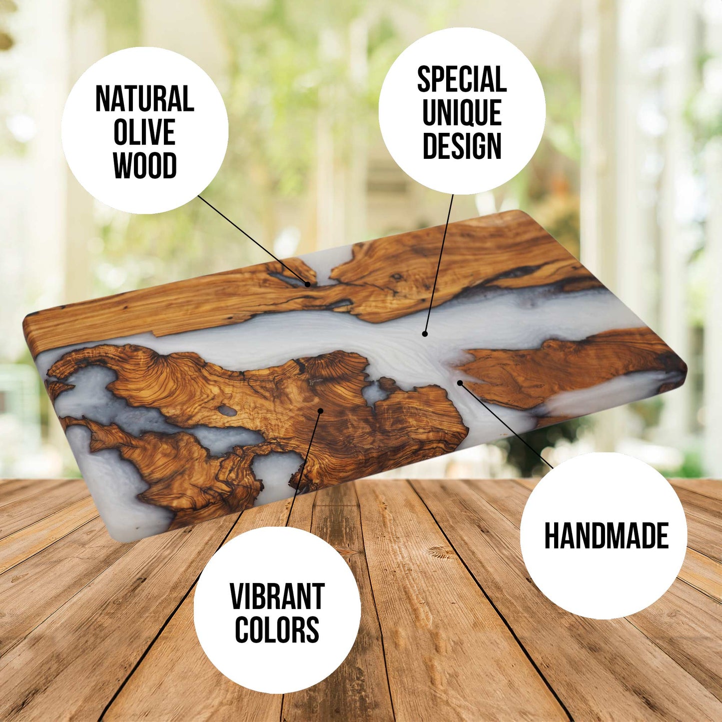 Wood Charcuterie Board White Resin