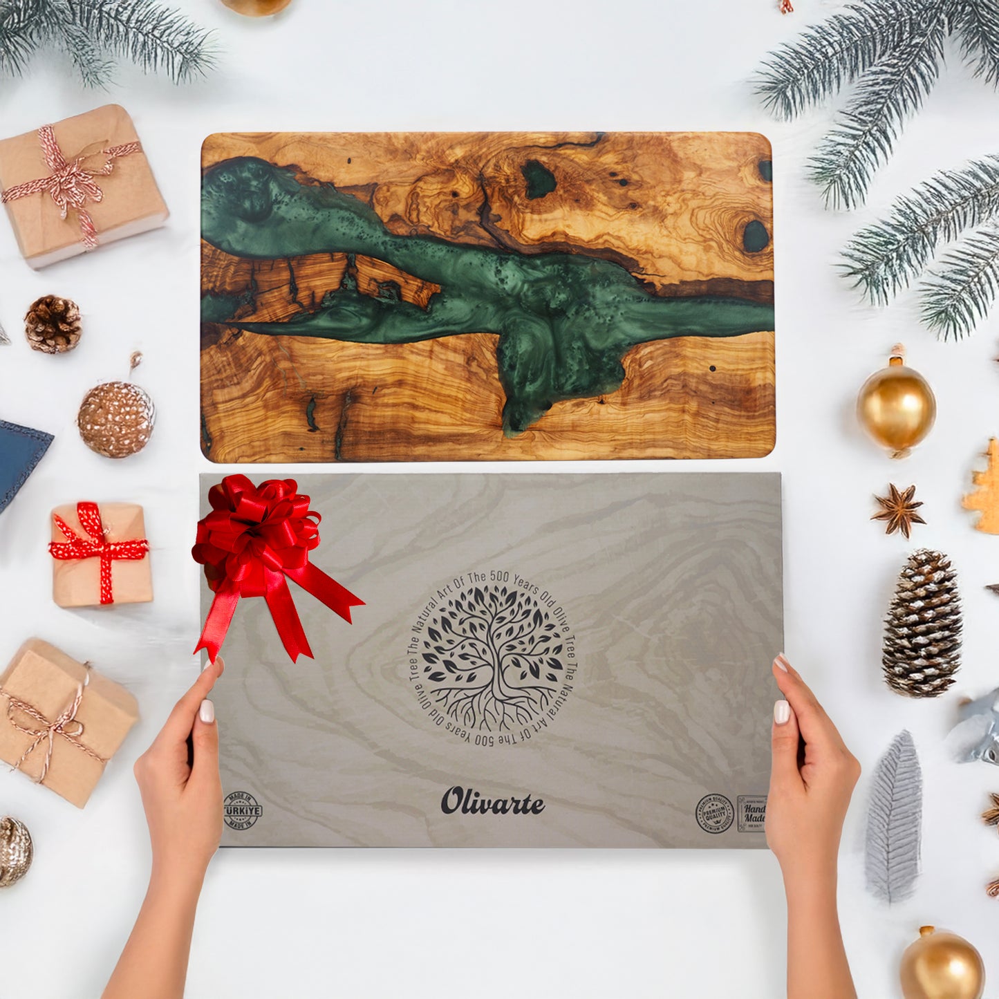 Wood Charcuterie Board Emerald Resin