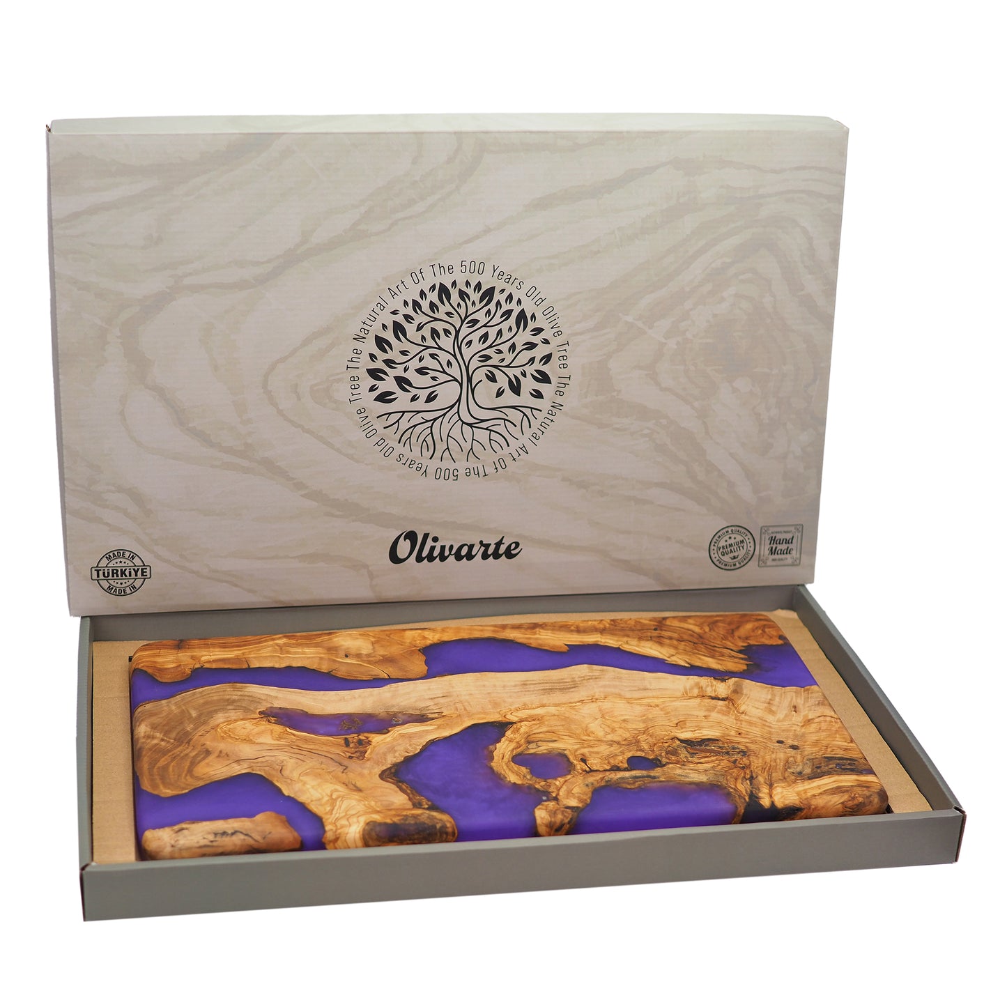 Wood Charcuterie Board Purple Resin