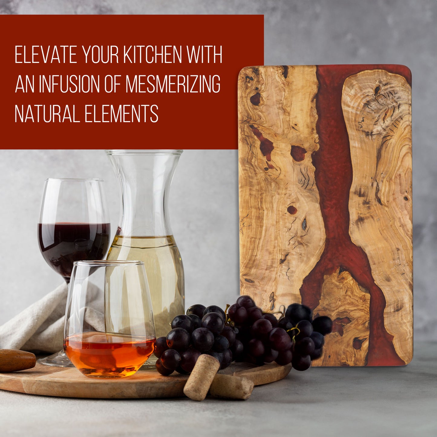 Wood Charcuterie Board Red Resin