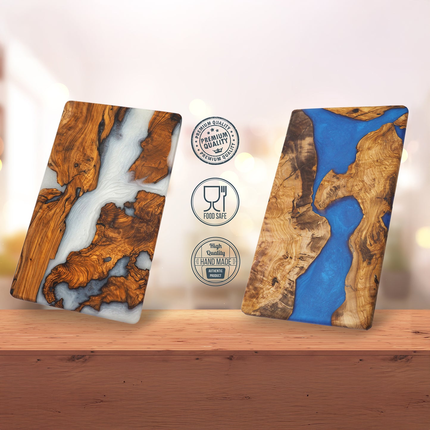 Wood Charcuterie Board White Resin