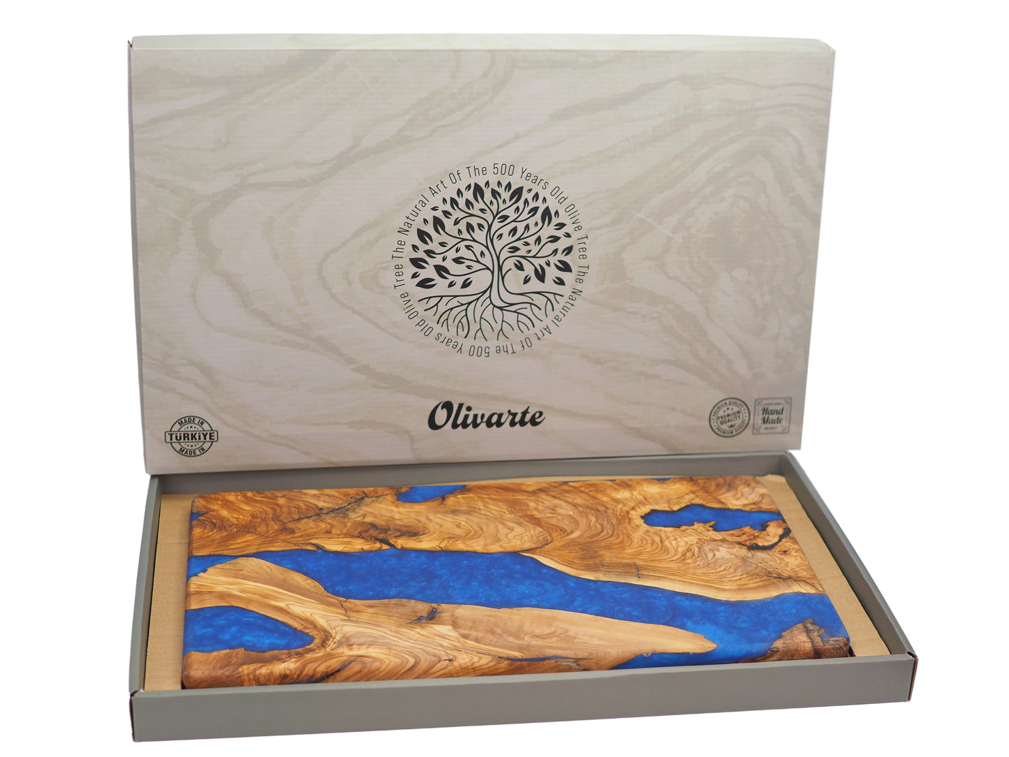 Handmade Wood Charcuterie Board Blue Resin