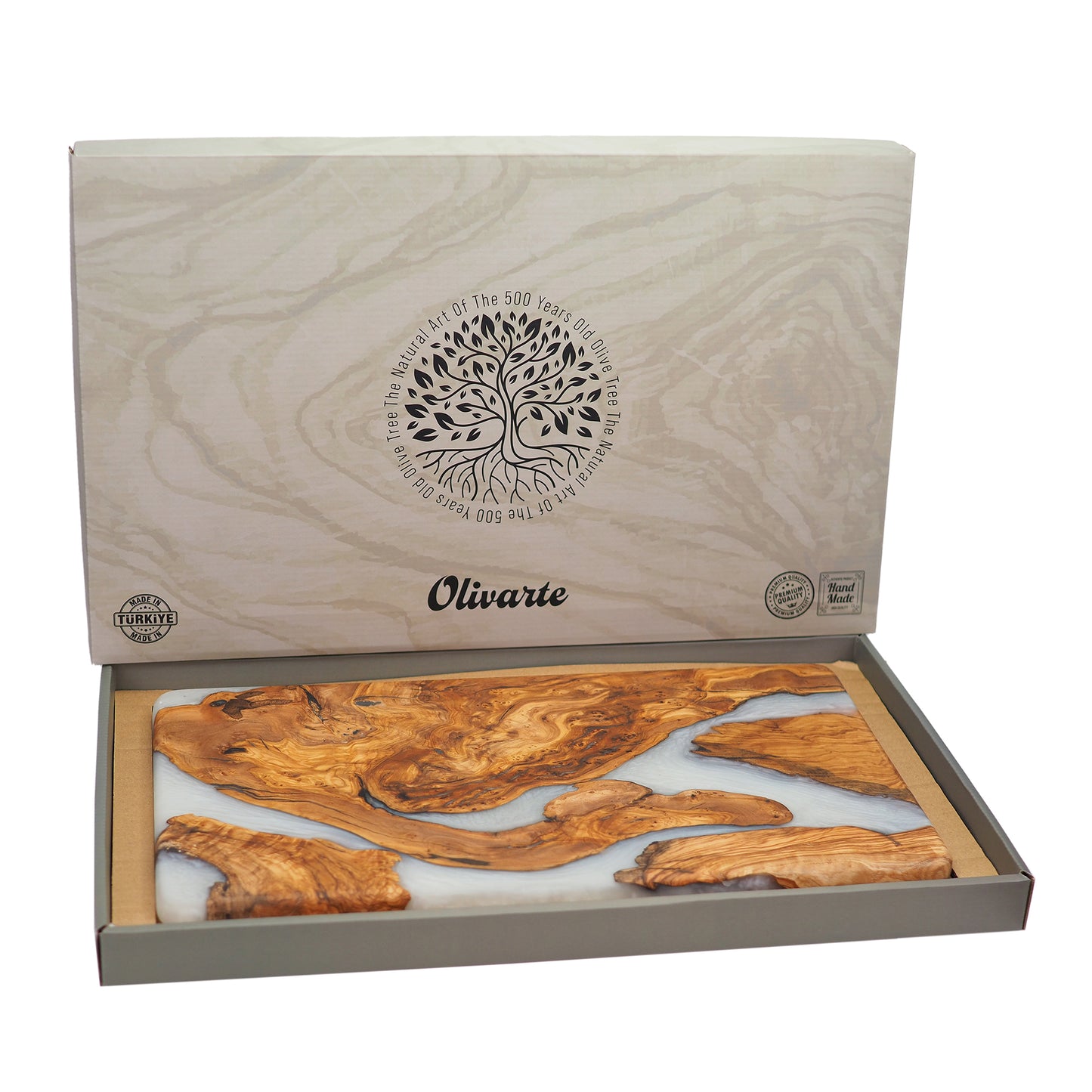 Wood Charcuterie Board White Resin