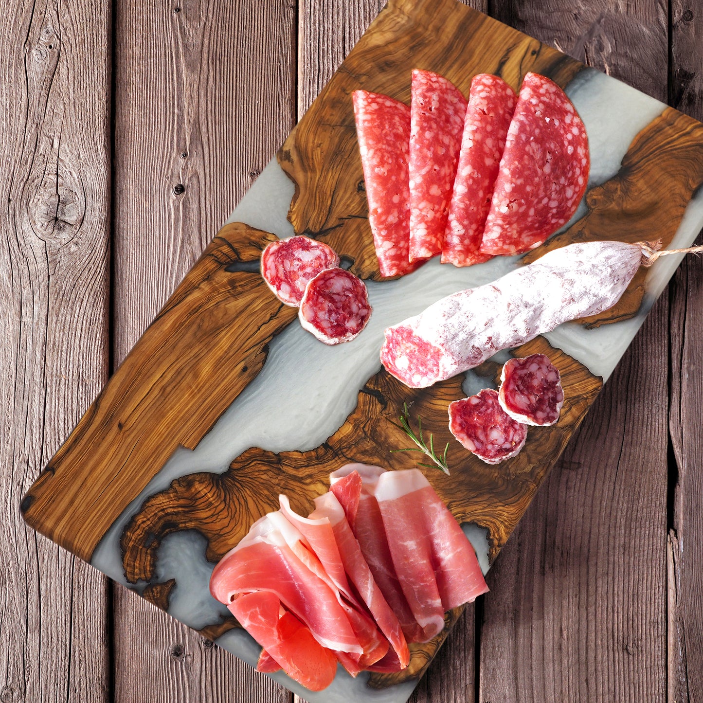 Wood Charcuterie Board White Resin