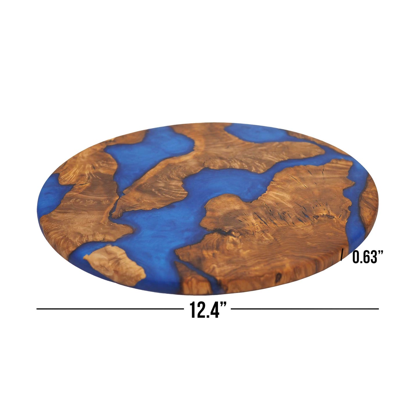Wood Round Charcuterie Board Blue Resin