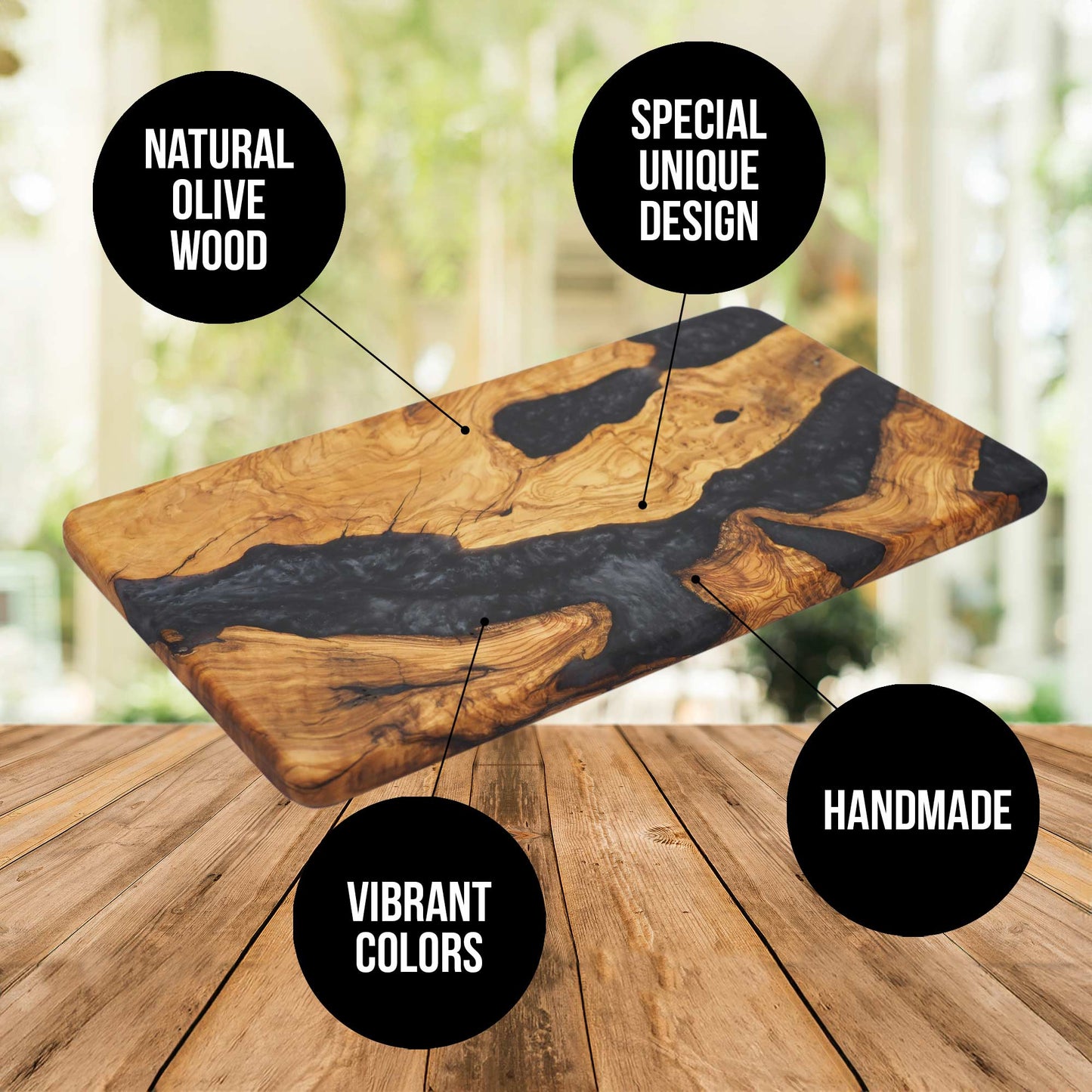 Wood Charcuterie Board Black Resin