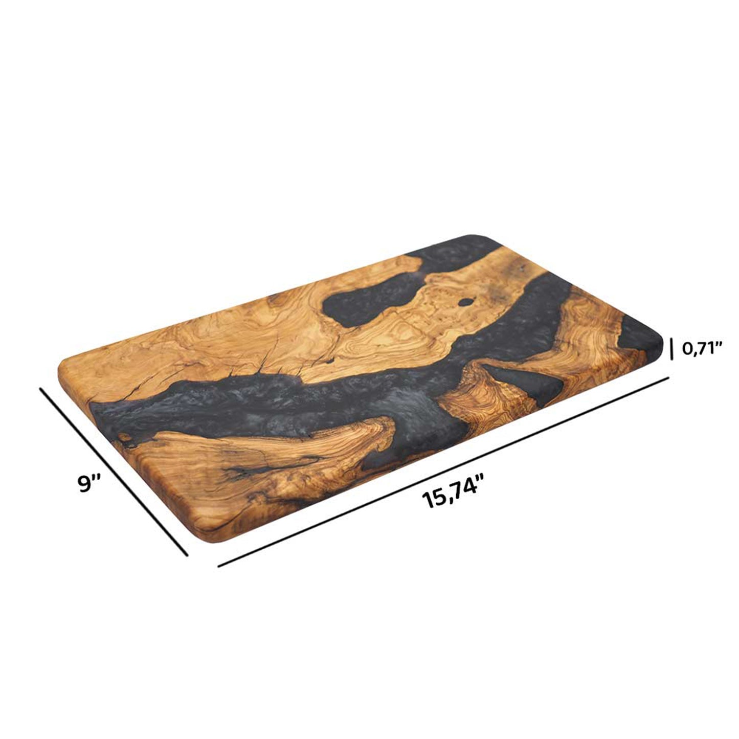 Wood Charcuterie Board Black Resin