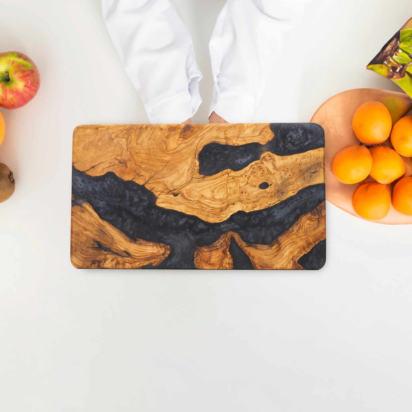 Wood Charcuterie Board Black Resin