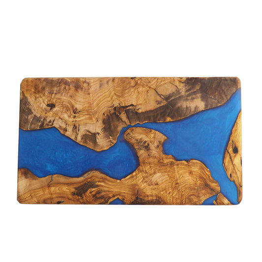 Handmade Wood Charcuterie Board Blue Resin