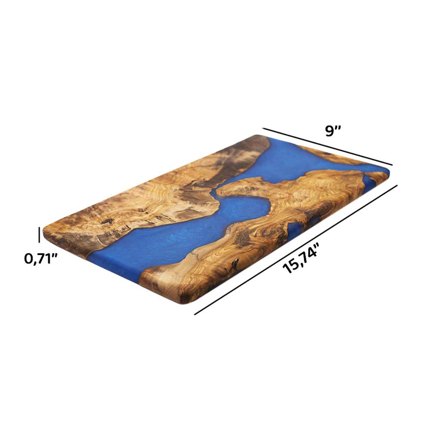 Handmade Wood Charcuterie Board Blue Resin