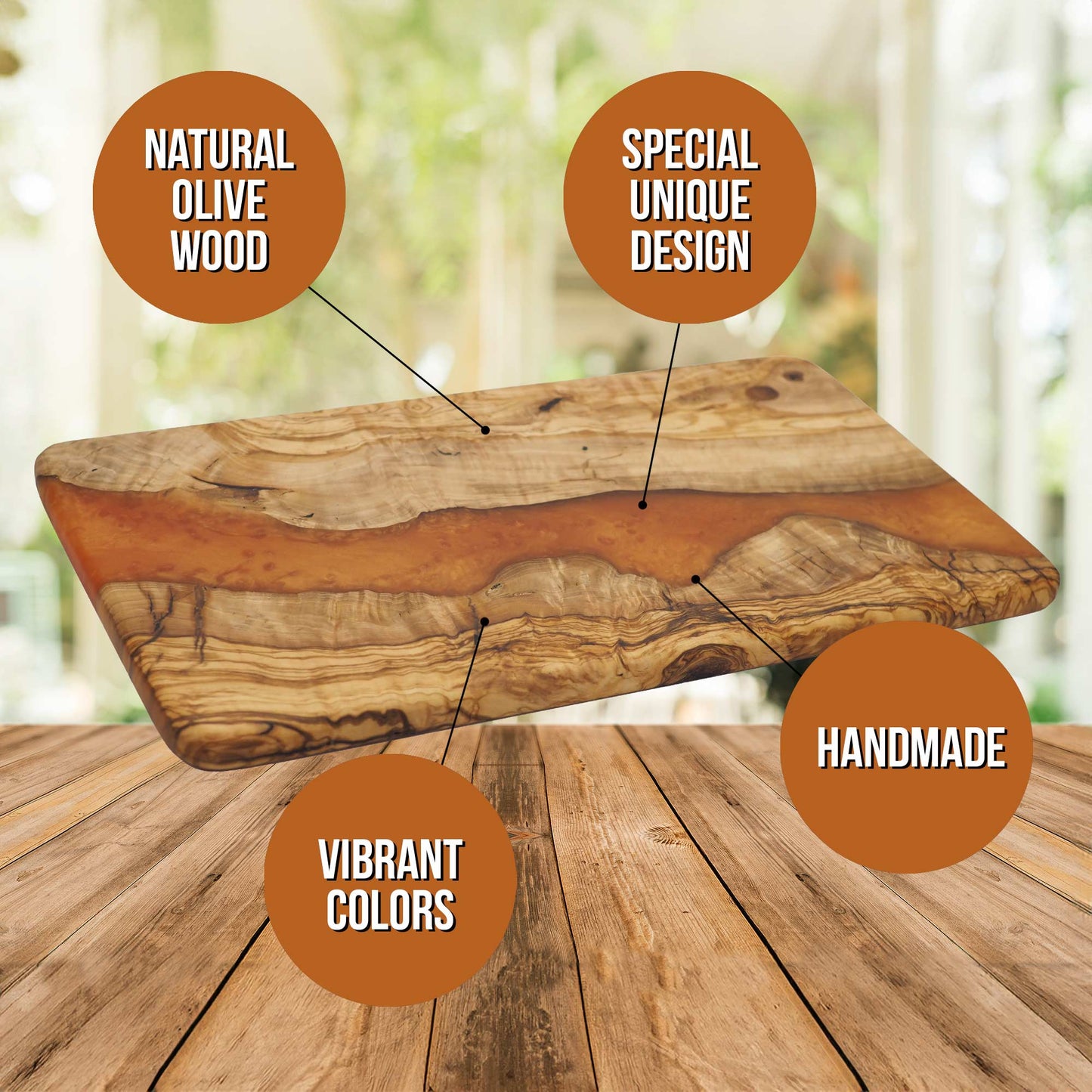 Wood Charcuterie Board Gold Resin