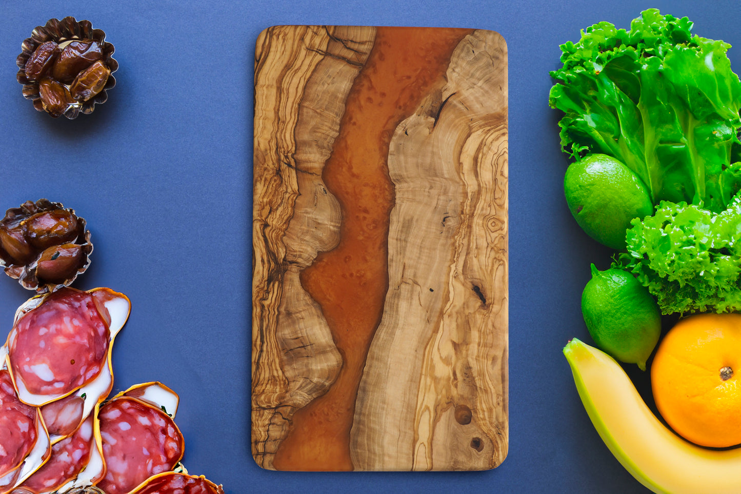 Wood Charcuterie Board Gold Resin