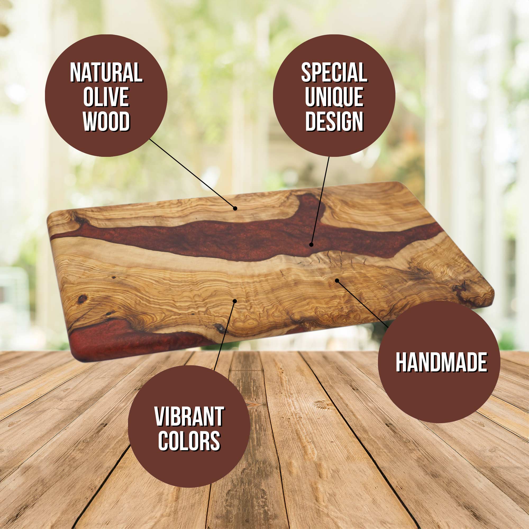 Olive Wood 2024 Red Resin Charcuterie Board