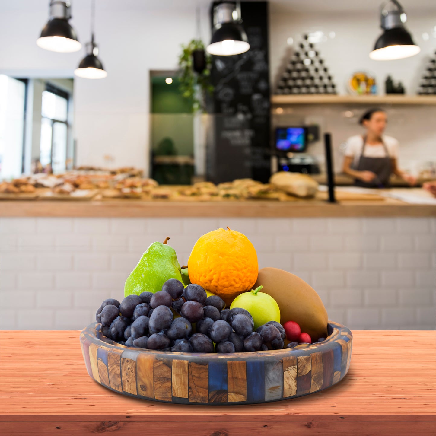 Decorative Mosaic Wood Fruit Bowl - Paris