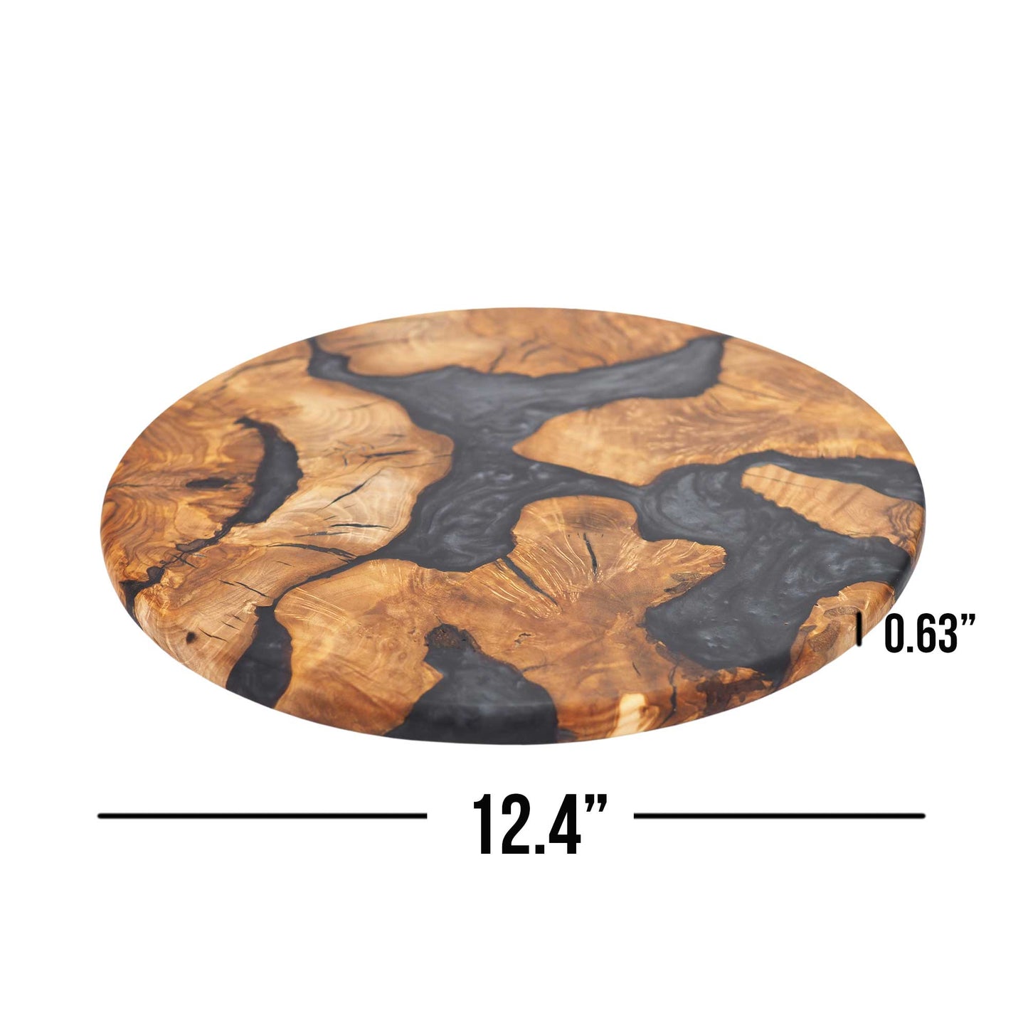 Wood Round Charcuterie Board Black Resin