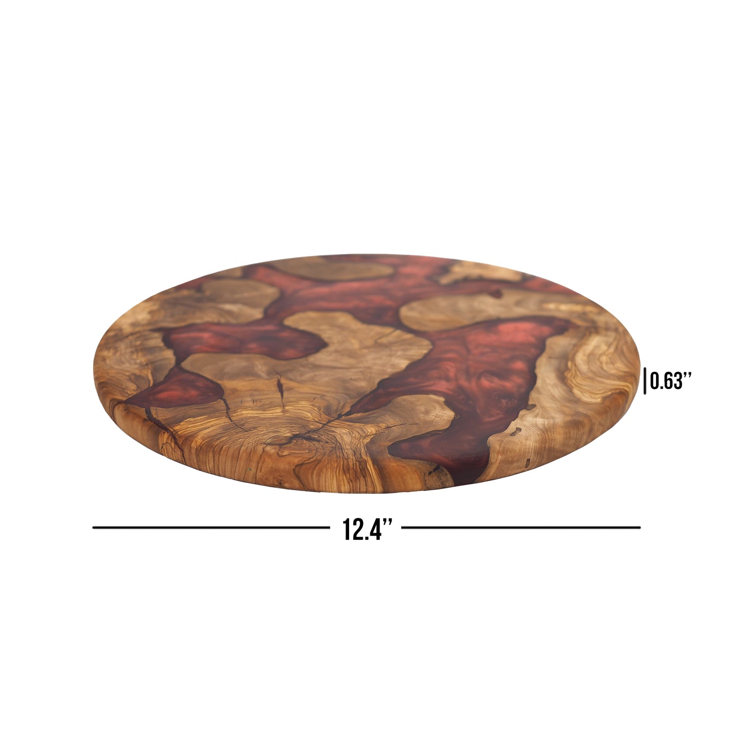 Wood Round Charcuterie Board Red Resin