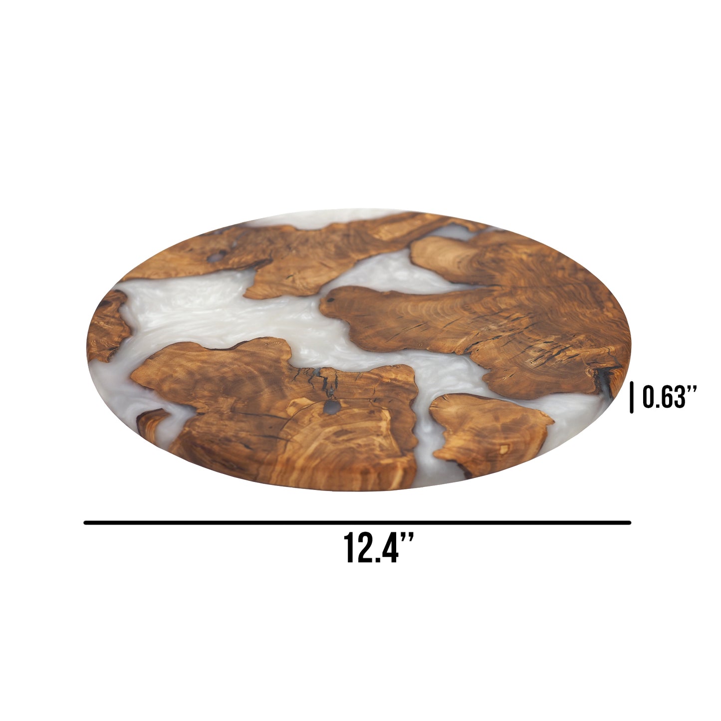 Wood Round Charcuterie Board White Resin