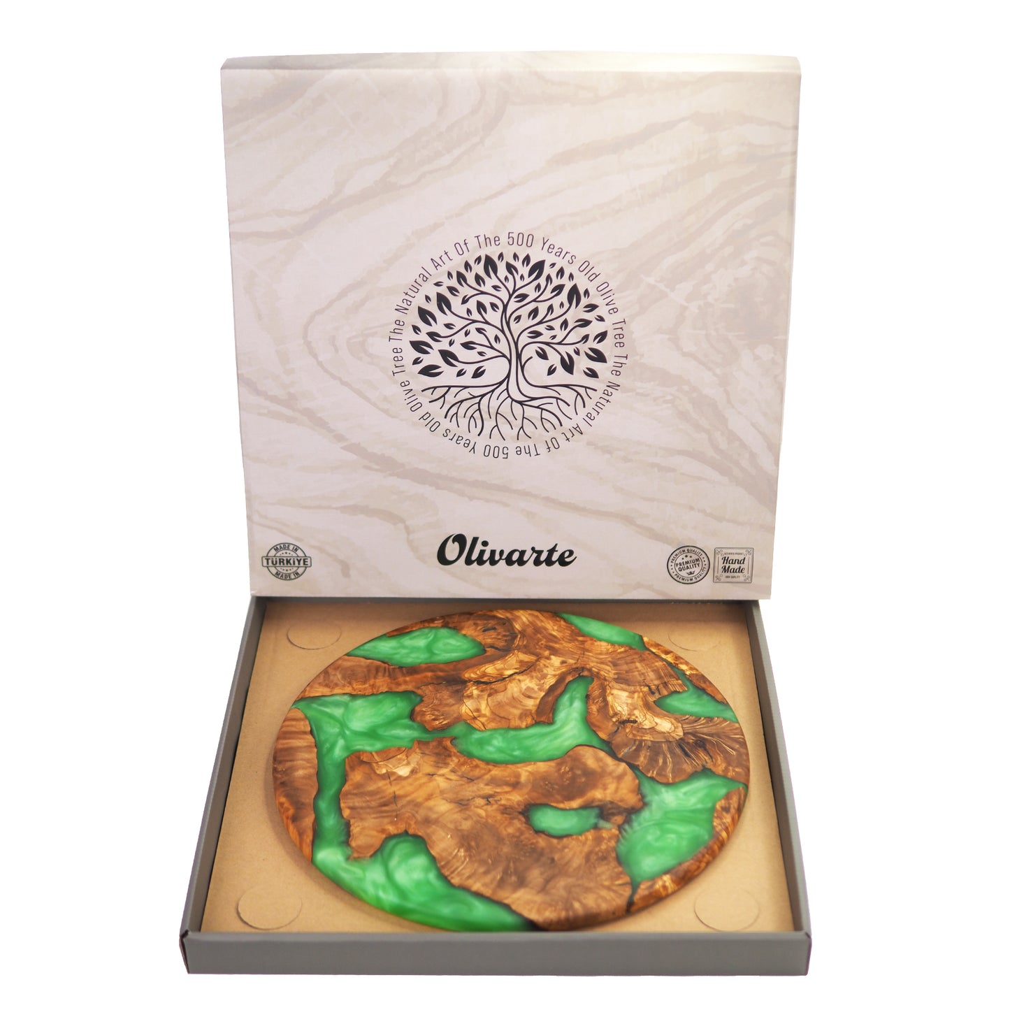 Wood Round Charcuterie Board Green Resin