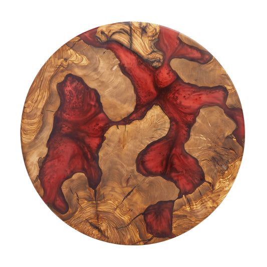 Wood Round Charcuterie Board Red Resin