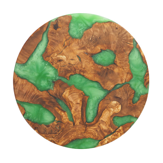 Wood Round Charcuterie Board Green Resin