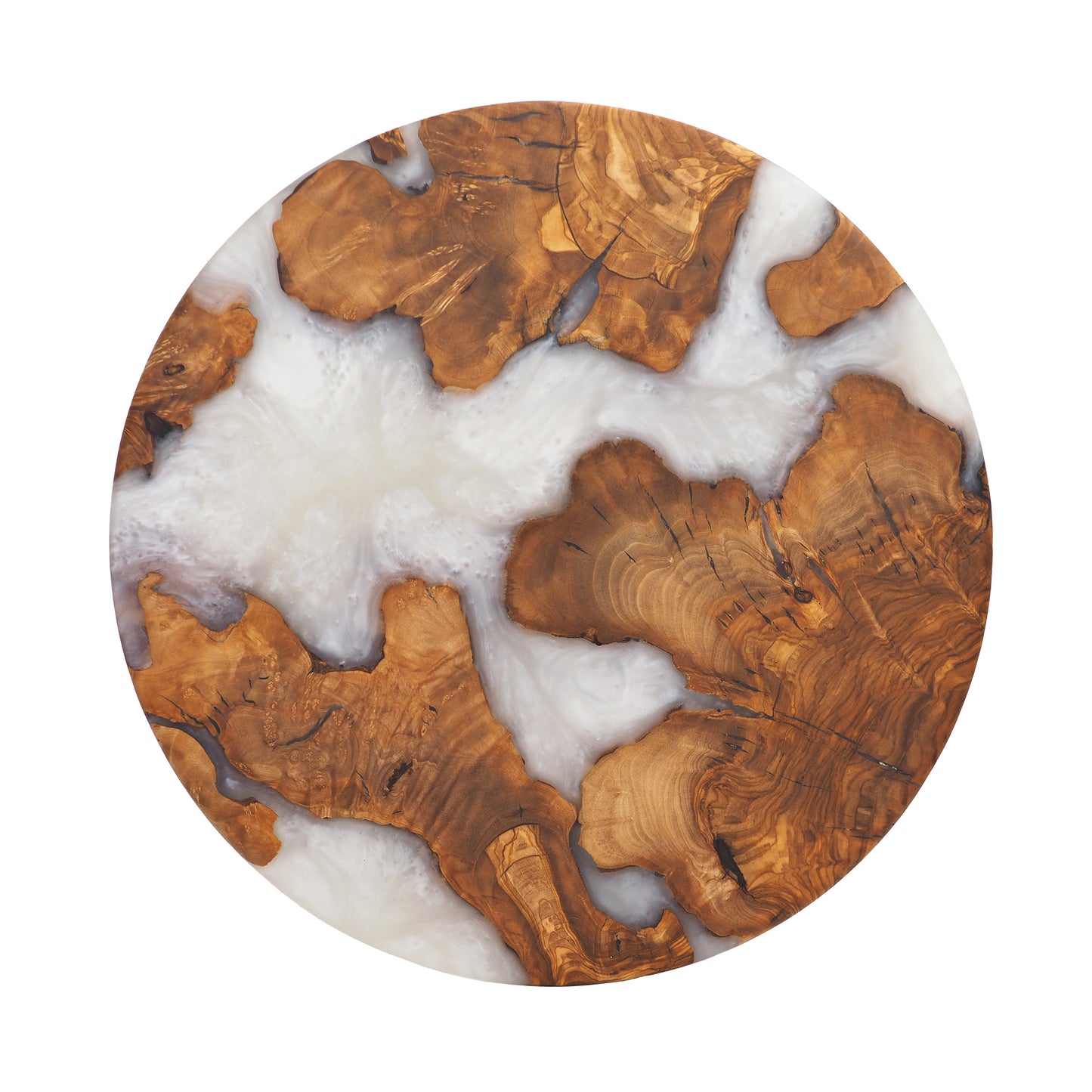 Wood Round Charcuterie Board White Resin