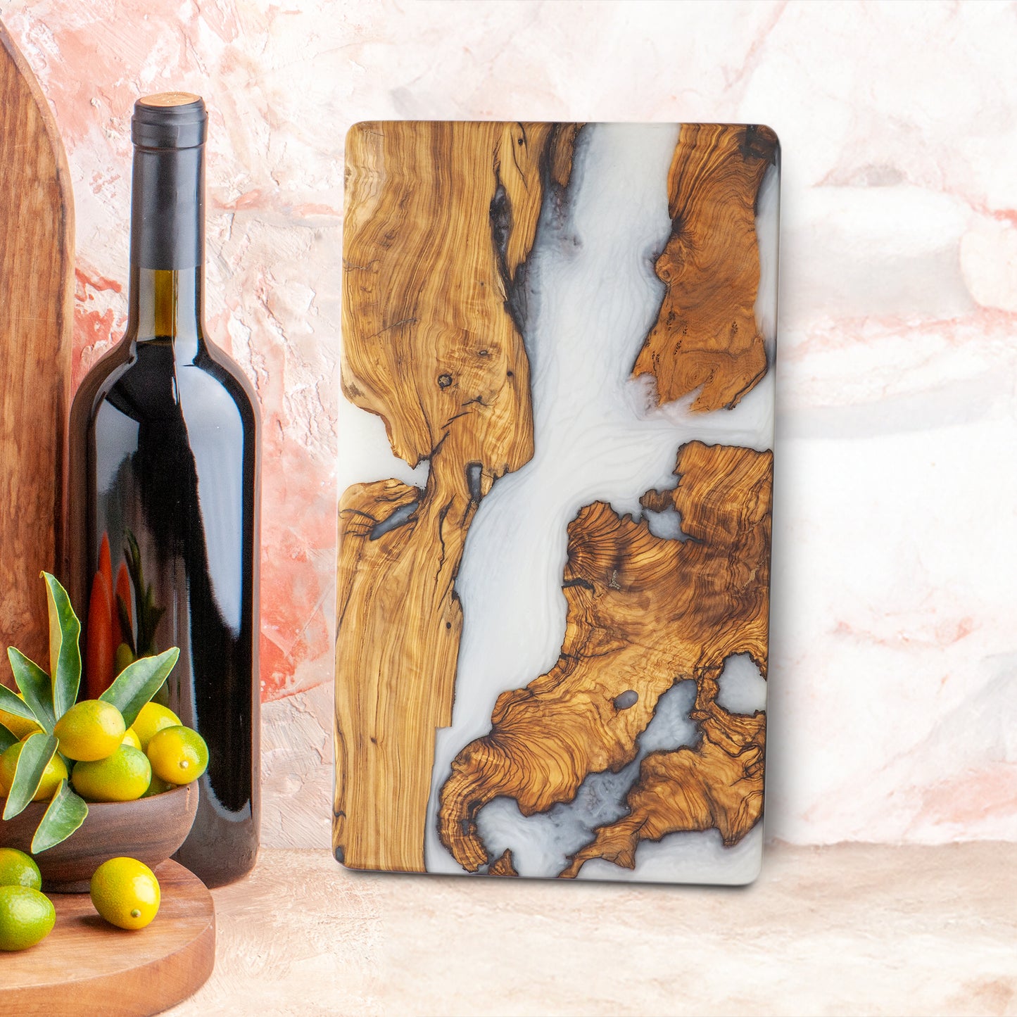 Wood Charcuterie Board White Resin